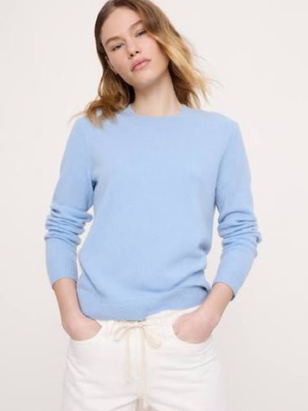 Banana Republic Soft Sky Blue Silk Blend Crewneck Sweater size Large